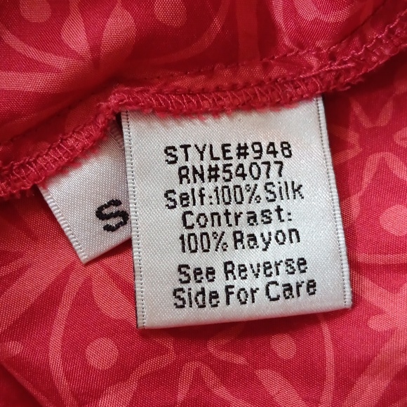 CAbi Silk Blouse In Red Hisbiscus Golden Butterly - Picture 9 of 15